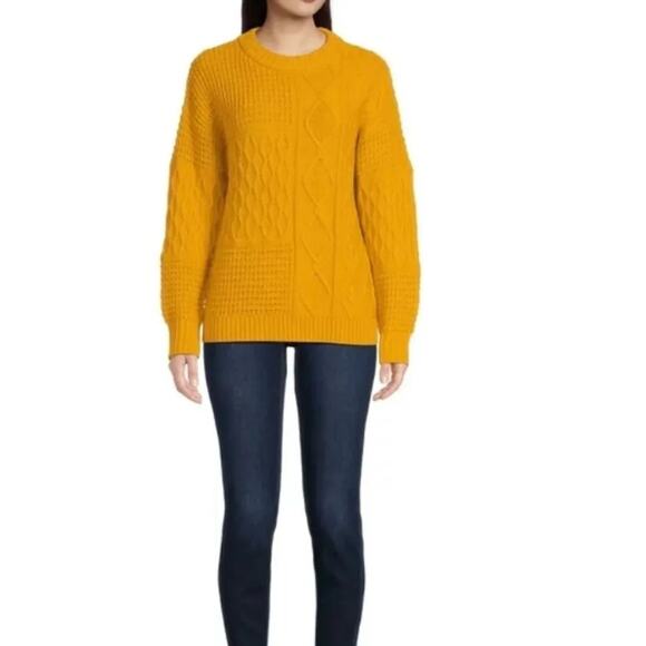 Time and Tru Mixed Stitch Gold Tea Sweater, Midweight, Size Medium, New with Tag - Picture 2 of 8